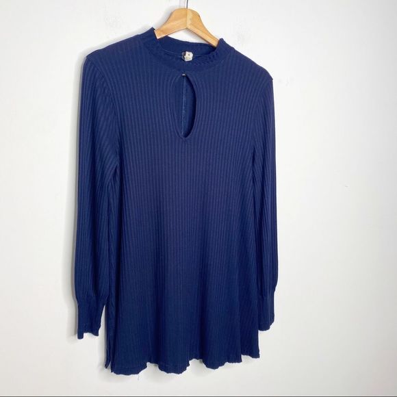Free People Copa Banana Blue Ribbed Keyhole Tunic - Picture 7 of 11